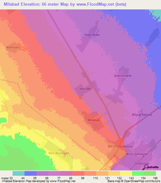 Milabad,Azerbaijan Elevation Map