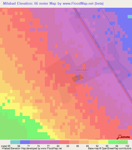 Milabad,Azerbaijan Elevation Map
