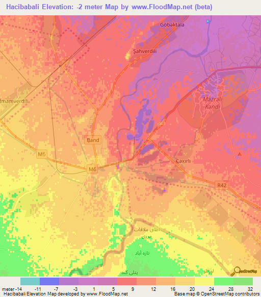 Hacibabali,Azerbaijan Elevation Map