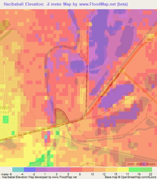 Hacibabali,Azerbaijan Elevation Map