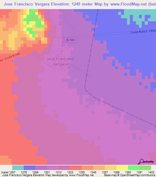 Jose Francisco Vergara,Chile Elevation Map