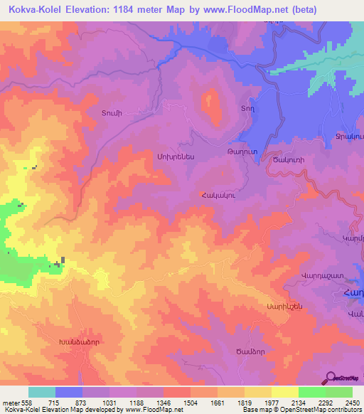 Kokva-Kolel,Azerbaijan Elevation Map