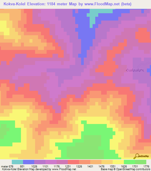 Kokva-Kolel,Azerbaijan Elevation Map