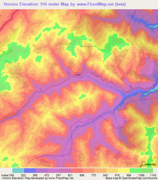 Horonu,Azerbaijan Elevation Map