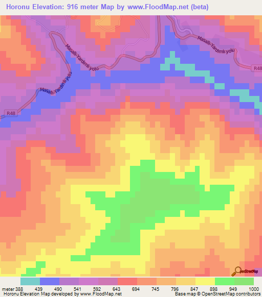 Horonu,Azerbaijan Elevation Map