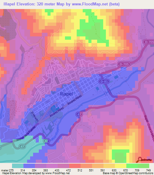 Illapel,Chile Elevation Map