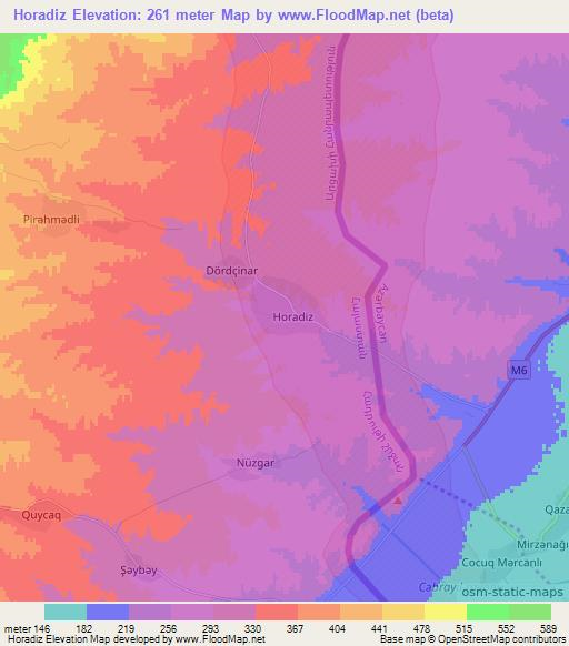 Horadiz,Azerbaijan Elevation Map