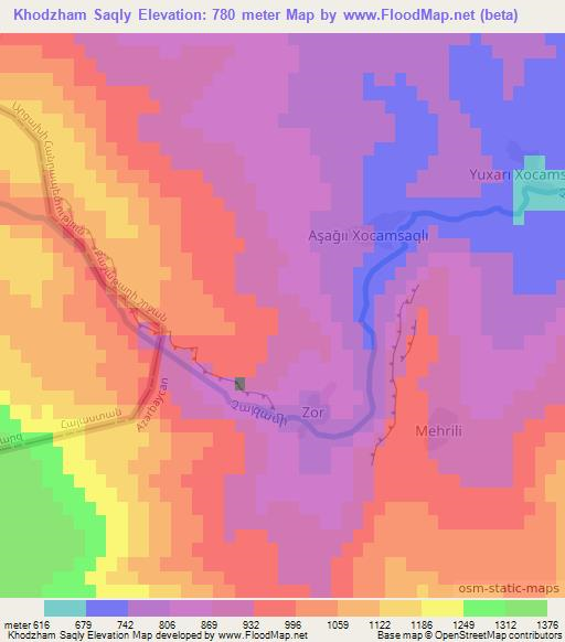 Khodzham Saqly,Azerbaijan Elevation Map