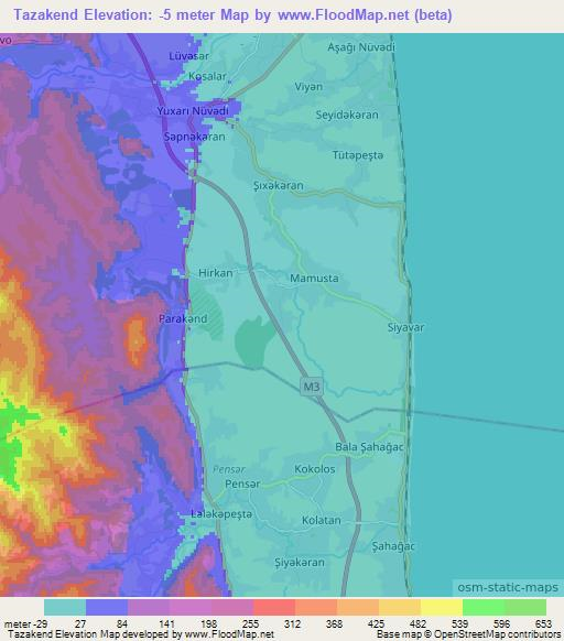 Tazakend,Azerbaijan Elevation Map