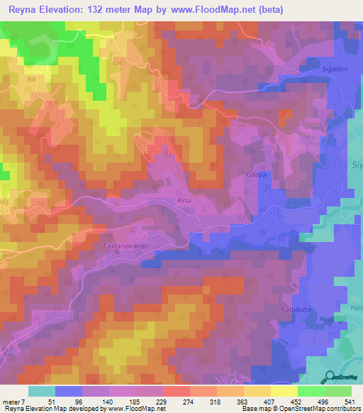 Reyna,Azerbaijan Elevation Map
