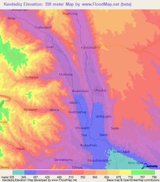 Kavdadiq,Azerbaijan Elevation Map