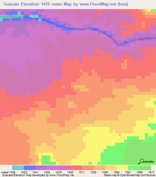 Guacate,Chile Elevation Map