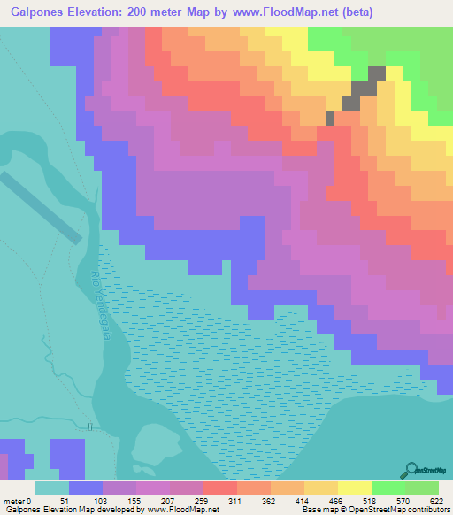 Galpones,Chile Elevation Map
