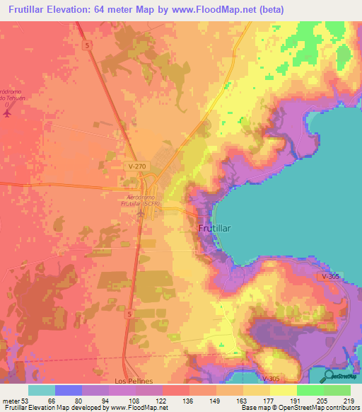 Frutillar,Chile Elevation Map