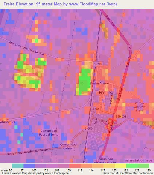 Freire,Chile Elevation Map