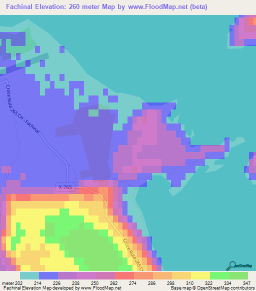 Fachinal,Chile Elevation Map