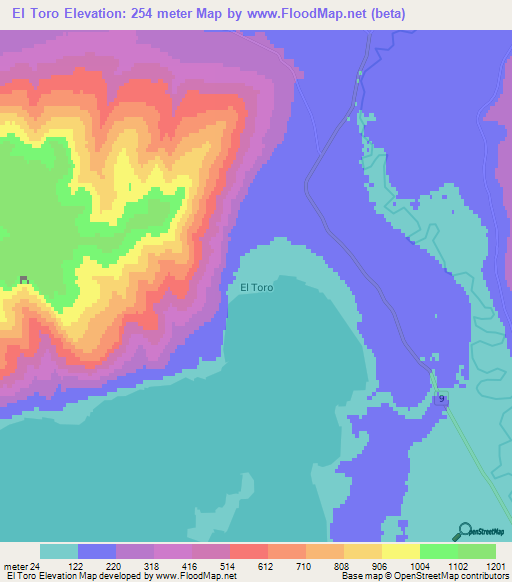 El Toro,Chile Elevation Map