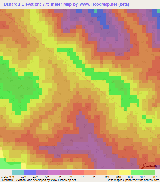 Dzhardu,Azerbaijan Elevation Map