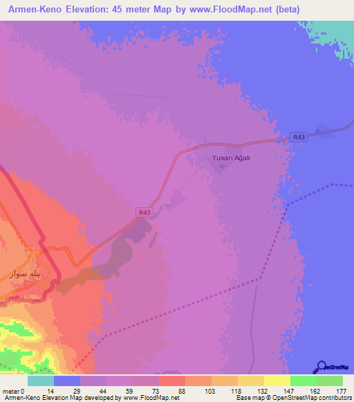 Armen-Keno,Azerbaijan Elevation Map