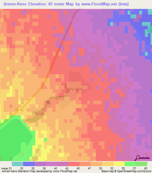 Armen-Keno,Azerbaijan Elevation Map