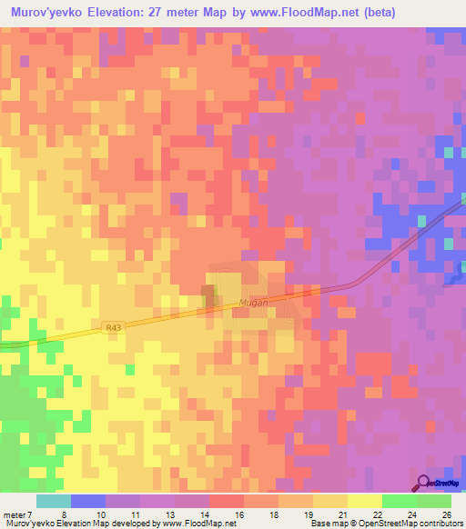 Murov'yevko,Azerbaijan Elevation Map