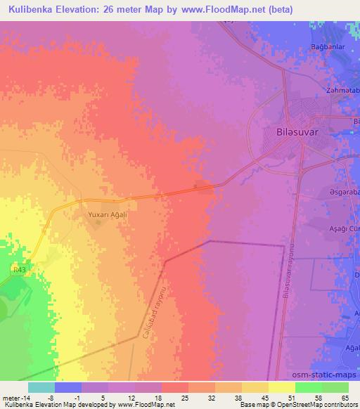 Kulibenka,Azerbaijan Elevation Map