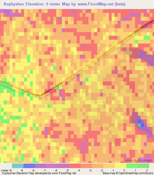 Kuybyshev,Azerbaijan Elevation Map