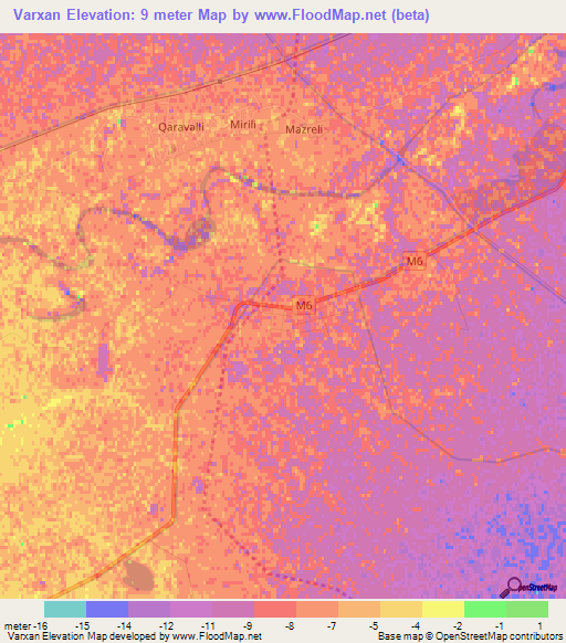 Varxan,Azerbaijan Elevation Map