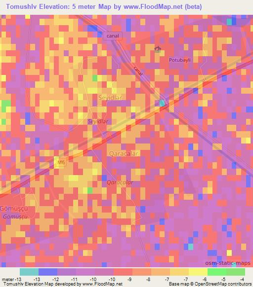 Tomushlv,Azerbaijan Elevation Map