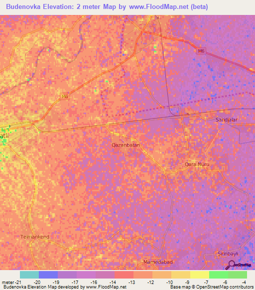 Budenovka,Azerbaijan Elevation Map
