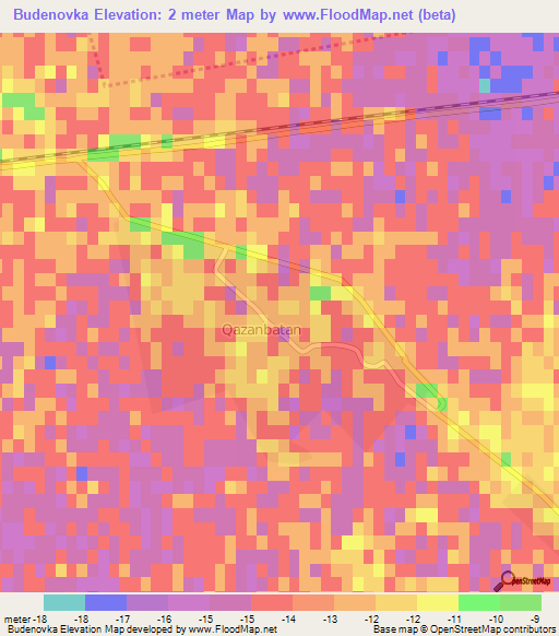 Budenovka,Azerbaijan Elevation Map