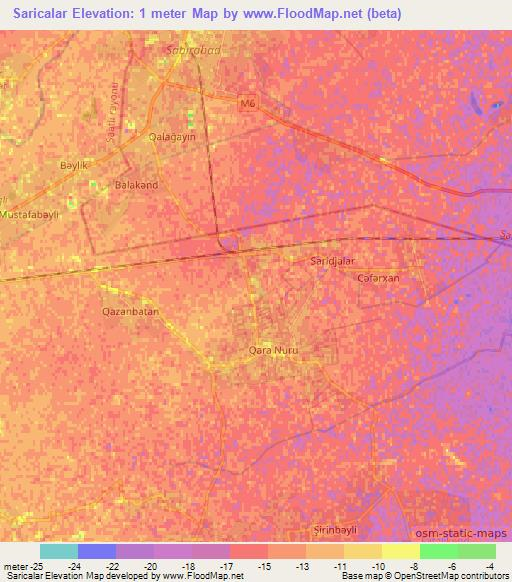 Saricalar,Azerbaijan Elevation Map