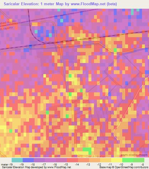 Saricalar,Azerbaijan Elevation Map