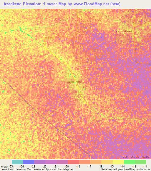 Azadkend,Azerbaijan Elevation Map