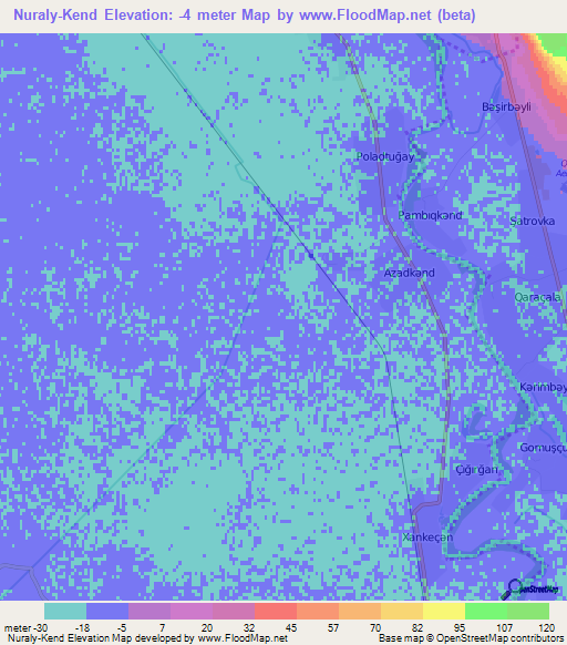Nuraly-Kend,Azerbaijan Elevation Map