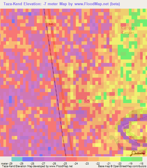 Taza-Kend,Azerbaijan Elevation Map