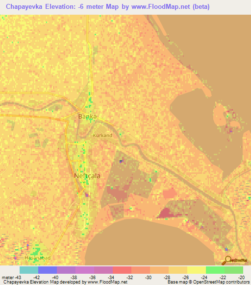Chapayevka,Azerbaijan Elevation Map