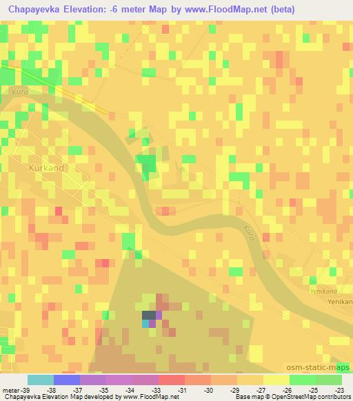Chapayevka,Azerbaijan Elevation Map