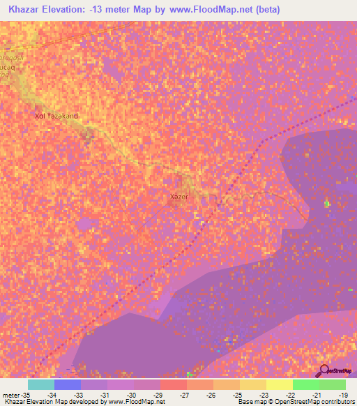 Khazar,Azerbaijan Elevation Map
