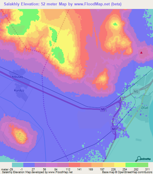 Salakhly,Azerbaijan Elevation Map