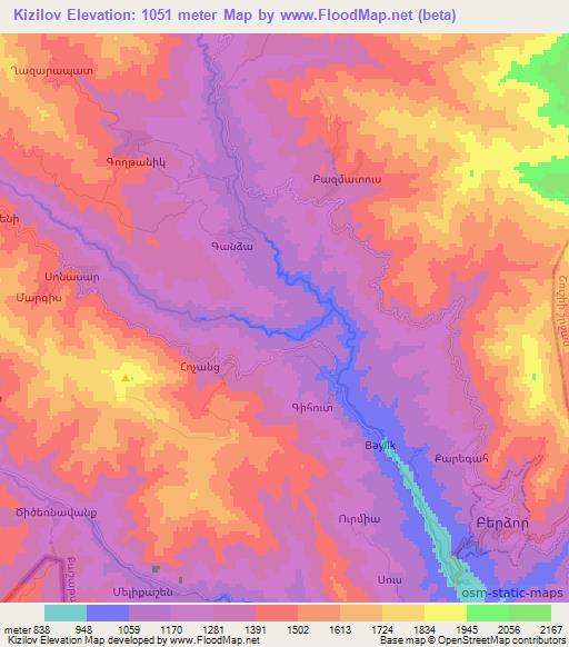 Kizilov,Azerbaijan Elevation Map