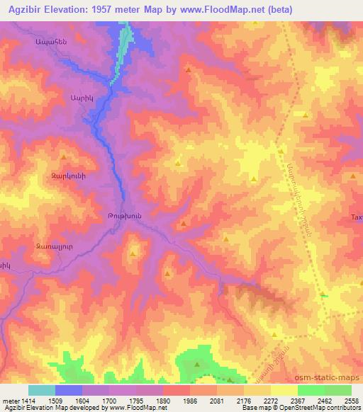 Agzibir,Azerbaijan Elevation Map