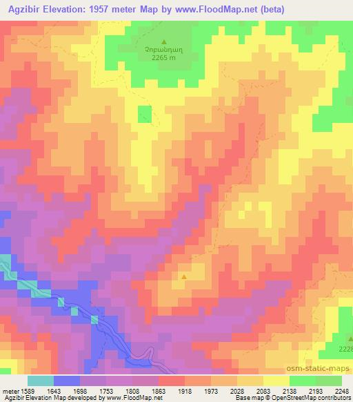Agzibir,Azerbaijan Elevation Map