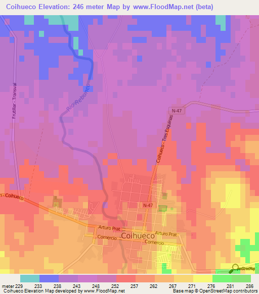 Coihueco,Chile Elevation Map