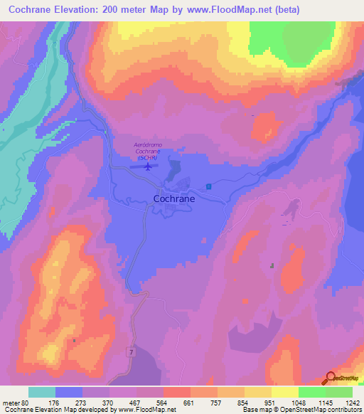 Cochrane,Chile Elevation Map