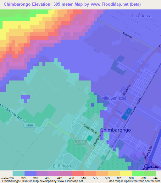 Chimbarongo,Chile Elevation Map