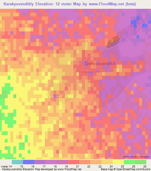 Karakyuvendikly,Azerbaijan Elevation Map