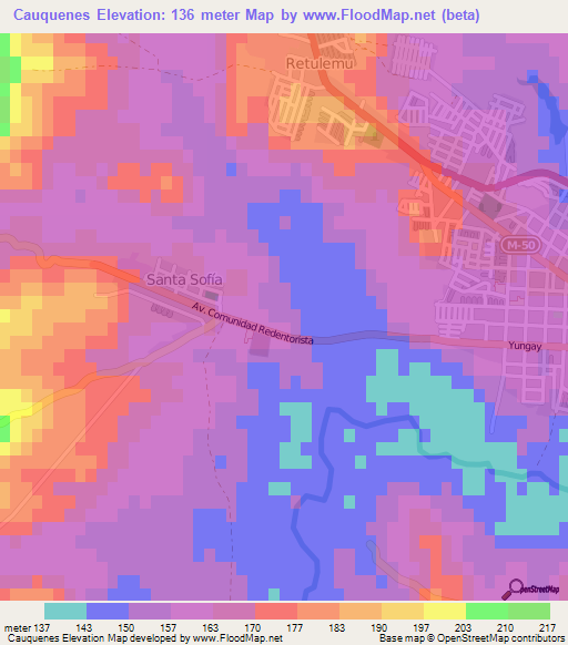 Cauquenes,Chile Elevation Map