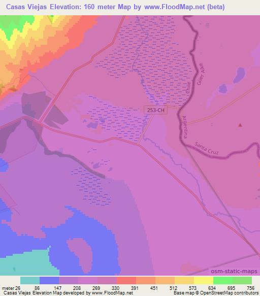 Casas Viejas,Chile Elevation Map