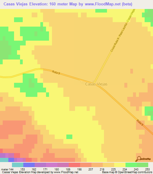 Casas Viejas,Chile Elevation Map